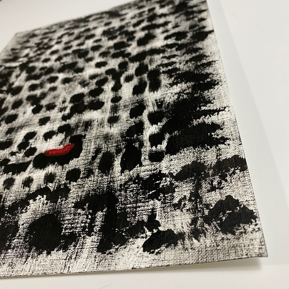 Abstract Acrylic Original Painting On Canvas Paper 9X12 Wall Art Black red - Picture 3 of 5